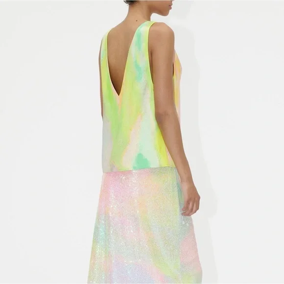 NEW STINE GOYA - Elanor Heavy Satin Top - Fireworks size Small